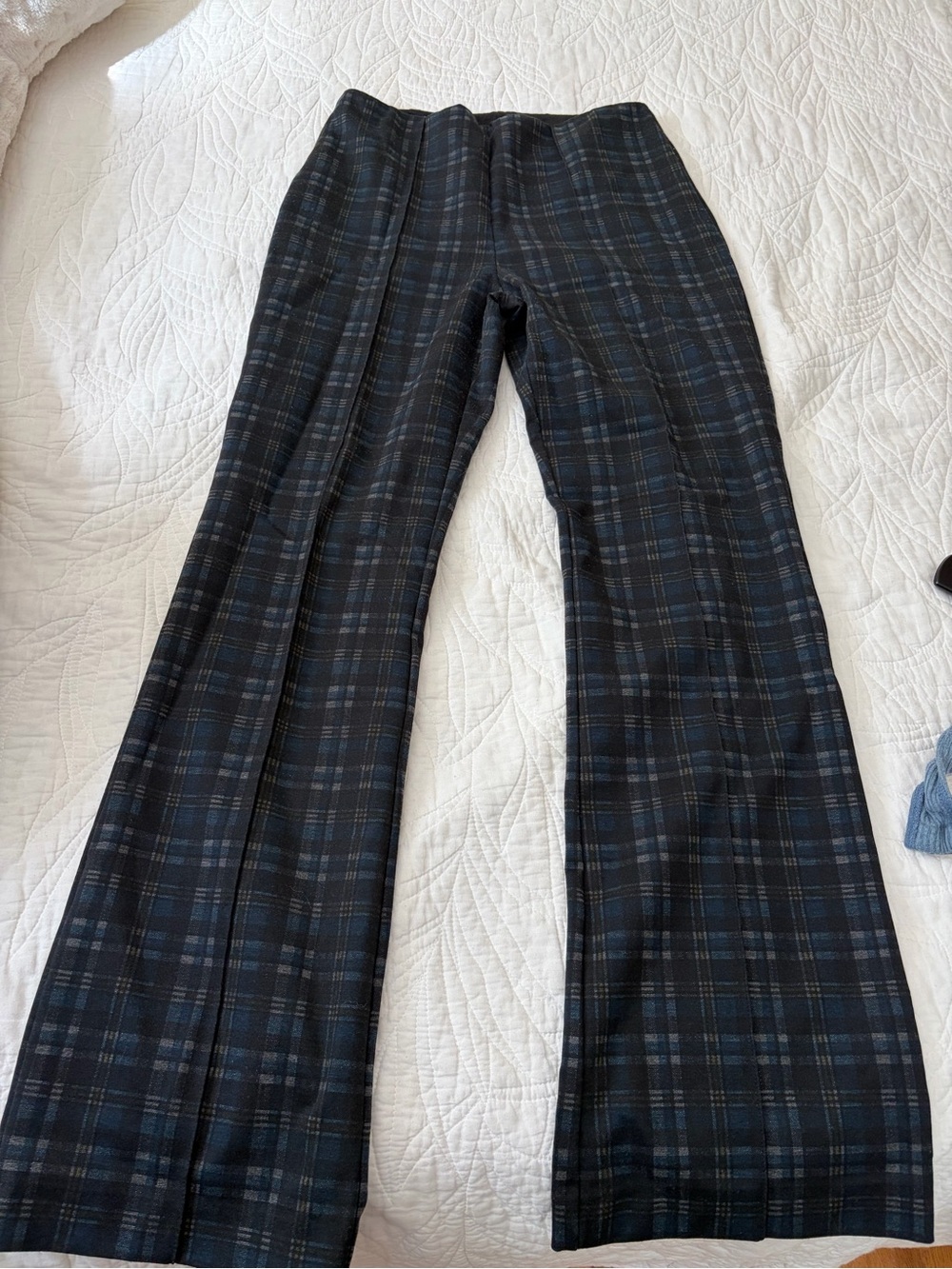 Lysse Black & Blue Plaid Boot-Cut Pants